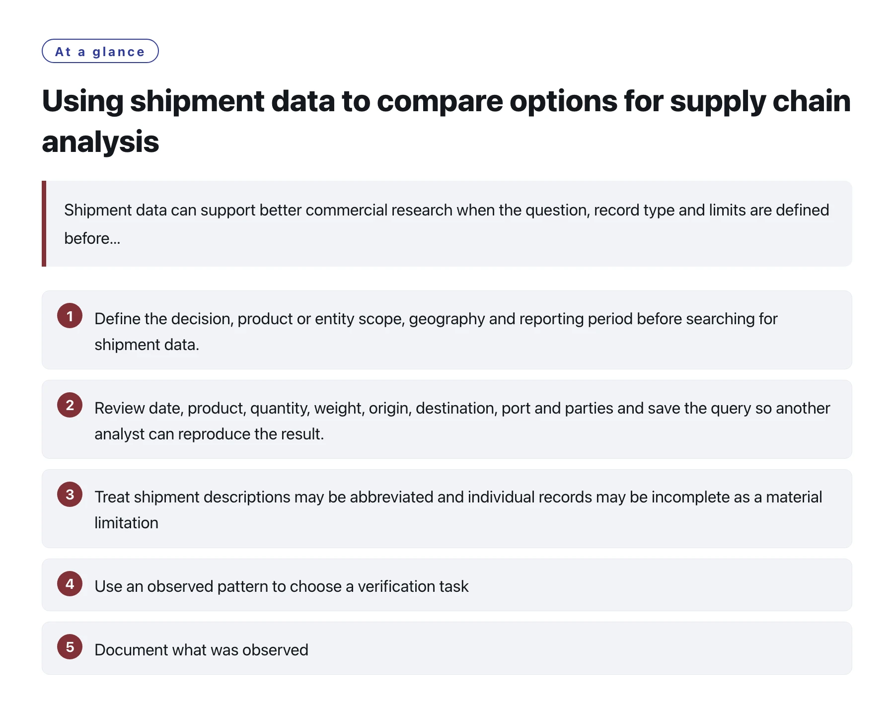 Using shipment data to compare options for supply chain analysis——全文要点速览